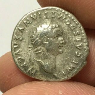 Ancient Roman Silver Coin Denarius Domitanus 2.  7gr 18.  1mm