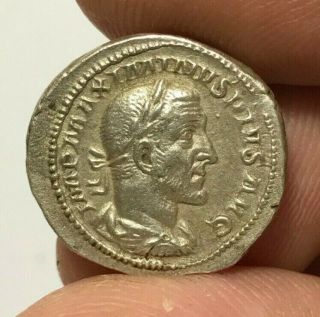 Ancient Roman Silver Coin Denarius Maximianus 3.  3gr 19.  5mm