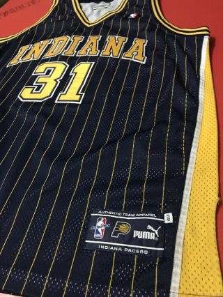 AUTHENTIC REGGIE MILLER INDIANA PACERS RETRO PINSTRIPE GAME JERSEY PROCUT 48 VTG 4