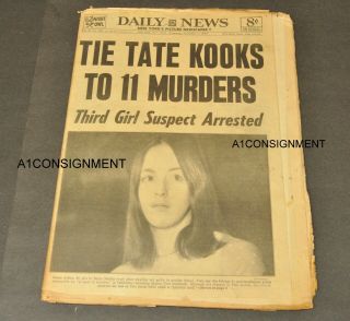 Vintage 1969 Daily News Susan Atkins Charles Manson Family Sharon Tate Newspaper