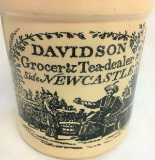 Vintage Stoneware Crock Davidson Grocer & Tea - dealer Newcastle 1/4 Gallon USA 2