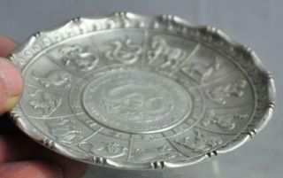 Chinese fengshui tibet silver 12 zodiac animal dragon beast statue coin Plate 2