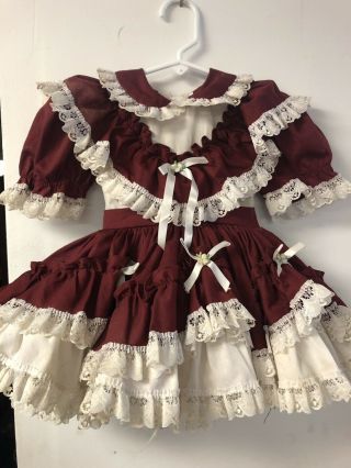 Vintage Toddler Square Dancing Dress With Ruffles