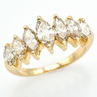 Vintage 14k Yellow Gold 1.  61 Tcw Marquise Diamond Band Ring 4.  3 Grams Size 5.  25