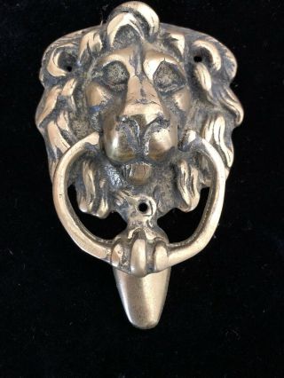 Vintage Brass Lion Head Door Knocker 4 X 3 Inches