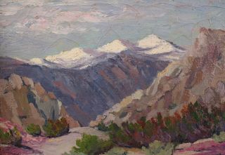 Antique LAURA ARMER American Western California Desert Landscape Oil Painting 4