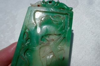 Vintage Chinese Carved Jade Pendant Animal With Bamboo Detail