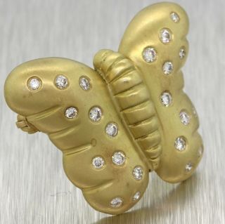 Vintage Vahe Naltchayan Designer 18k Yellow Gold & Diamond Butterfly Brooch Pin