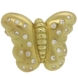 Vintage Vahe Naltchayan Designer 18K Yellow Gold & Diamond Butterfly Brooch Pin 2