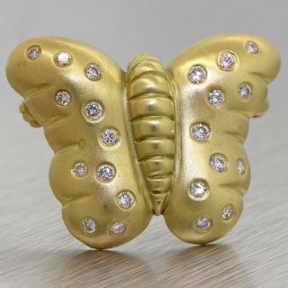 Vintage Vahe Naltchayan Designer 18K Yellow Gold & Diamond Butterfly Brooch Pin 6