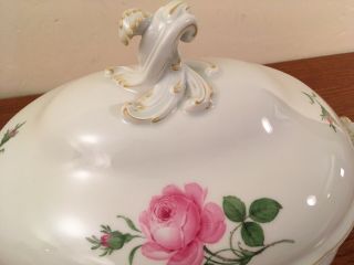 Large Vintage Meissen Soup Tureen w/ Pink Rose Decoration 4