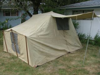 1960s Rainier Canvas Cabin Tent 9x12 Ft.  