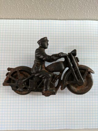 Vintage Hubley Cast Iron Police " Patrol " Motorcycle Toy Harley Davidson