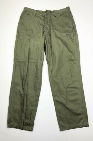 Vintage Ww2 Mens Us Marine Corps Herringbone Size 33/30 Hbt