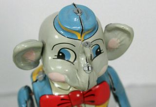 Vintage T.  K.  Toys Fossil Tin Wind - Up Circus Elephant Drummer Made In Japan
