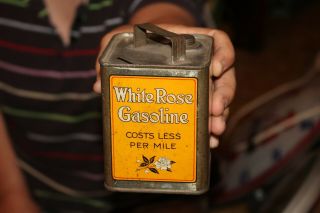 Rare Vintage 1920 ' s En - Ar - Co Motor Oil White Rose Gasoline Metal Bank Can Sign 2
