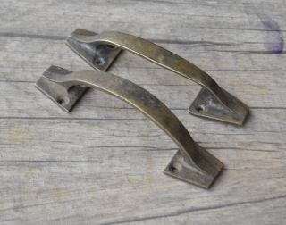 Vintage Cast Brass Door Cabinet Gate Drawer Handles Rustic Farm Decor 4 " Pair