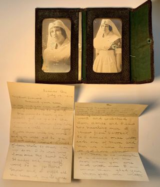 Wwi Soldiers Nurse Sweetheart Photo Wallet And Letter From 1916