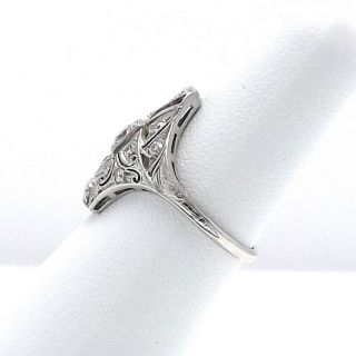 Platinum Art Deco.  85ctw Pavé Diamond Ruby Cocktail Ring Sz 5.  5 4