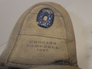 WWI US ARMY CANTEEN,  CUP & PERKINS CAMPBELL CANVAS COVER DATED 1917 OWNER ID ' d 4