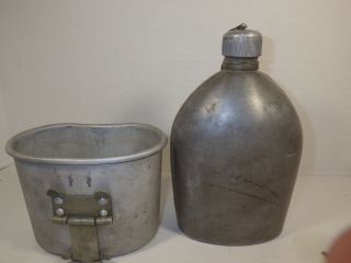 WWI US ARMY CANTEEN,  CUP & PERKINS CAMPBELL CANVAS COVER DATED 1917 OWNER ID ' d 7