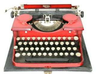 VTG Antique Red Royal Model P Typewriter w/ Case & Extra Ink Ribbon Twin Spool 2