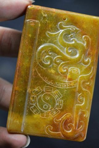 Exquisite Chinese Old Jade Carved Dragon/phoenix Lucky Pendant J12