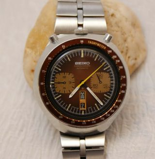 Vintage Seiko Bullhead Automatic Chronograph Wristwatch 6138 0060t 21 Jewel