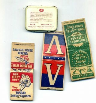 WW2 NO - Foil LUCKY STRIKE WHITES Cigarette Pack w/ SHIEK CONDOMS TIN, 6