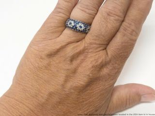 Fine Natural Sapphire White Diamond Ring 7.  9gram Heavy 18k Gold Designer 11