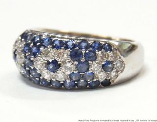 Fine Natural Sapphire White Diamond Ring 7.  9gram Heavy 18k Gold Designer 2