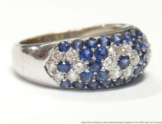 Fine Natural Sapphire White Diamond Ring 7.  9gram Heavy 18k Gold Designer 4