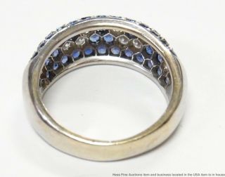 Fine Natural Sapphire White Diamond Ring 7.  9gram Heavy 18k Gold Designer 5