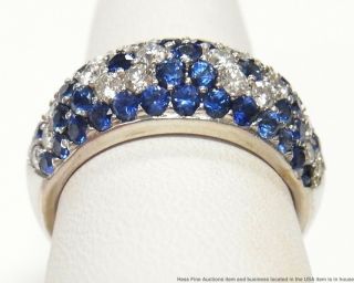 Fine Natural Sapphire White Diamond Ring 7.  9gram Heavy 18k Gold Designer 8