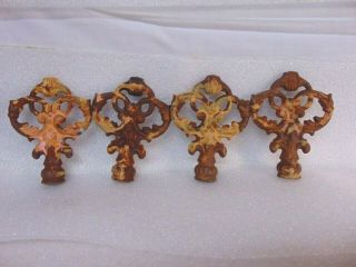 4 Antique Cast Iron Architectural Salvage Ornate Finials Garden Fence Hardware