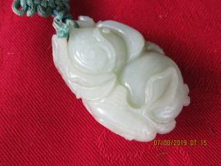 Antique/vintage Chinese Carved Mutton Fat Nephrite Jade Double Peaches Amulet