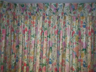 Vintage Tiffany Designer Sybil Connolly For Robert Allen Floral Drapes 5 Pc Set