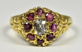 Antique Victorian 18ct Gold Ruby & Diamond Ring,  (c1880)