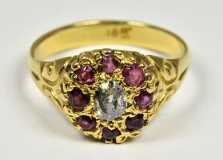 Antique Victorian 18ct Gold Ruby & Diamond Ring,  (c1880) 2