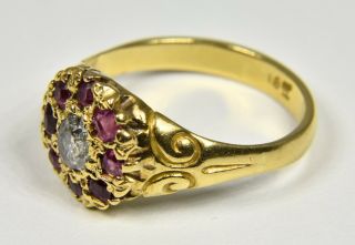 Antique Victorian 18ct Gold Ruby & Diamond Ring,  (c1880) 3