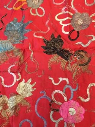 Antique 1900s Chinese Silk Tapestry,  Gold Thread,  Elaborate Dragon Embroidery 2