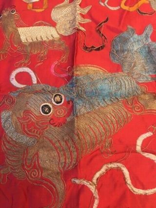 Antique 1900s Chinese Silk Tapestry,  Gold Thread,  Elaborate Dragon Embroidery 3