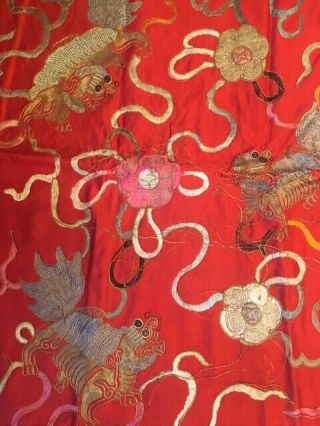 Antique 1900s Chinese Silk Tapestry,  Gold Thread,  Elaborate Dragon Embroidery 5
