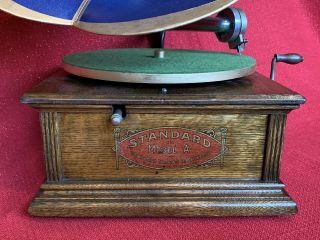 Antique STANDARD MODEL A DISC Columbia PHONOGRAPH Record Player &Record Restored 2