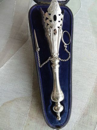 Rare Antique Victorian C1880 Solid Silver Wedding Posy Holder In Orig Box