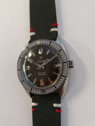 Very Rare Zodiac Sea Wolf Automatic Stainless Watch Serviced Ref 722 - 966b