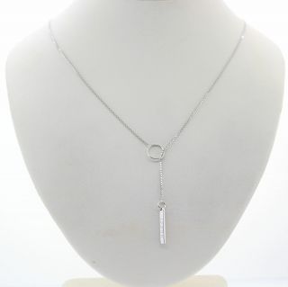 Gucci Solid 18k White Gold Lariat Bar Pendant Book Chain Link Necklace D8 2