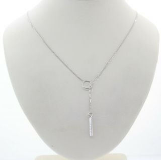 Gucci Solid 18k White Gold Lariat Bar Pendant Book Chain Link Necklace D8 4