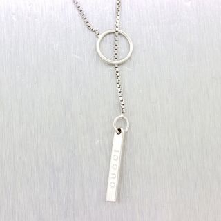 Gucci Solid 18k White Gold Lariat Bar Pendant Book Chain Link Necklace D8 5