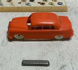 Rare 1950’s Dime Store Toy Car,  1949 - 50 Ford,  Plastic White Wheels,  Magnet Power